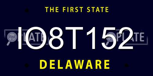 IO8T152 Delaware License Plate