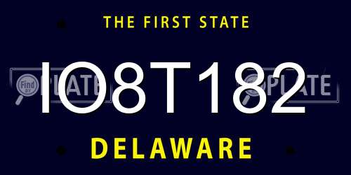 IO8T182 Delaware License Plate