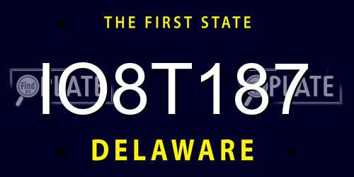 IO8T187 Delaware License Plate