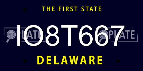 IO8T667 Delaware License Plate