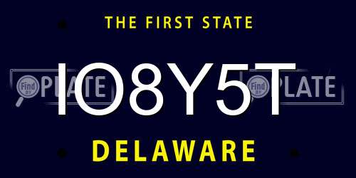 IO8Y5T Delaware License Plate