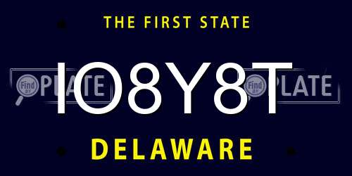 IO8Y8T Delaware License Plate