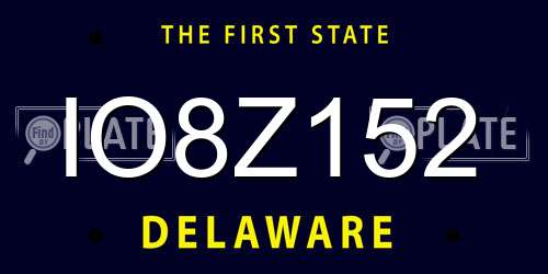 IO8Z152 Delaware License Plate