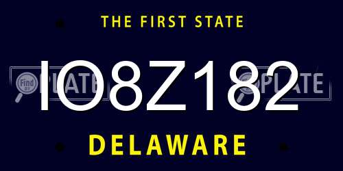 IO8Z182 Delaware License Plate