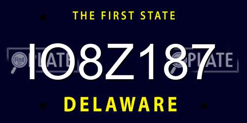 IO8Z187 Delaware License Plate