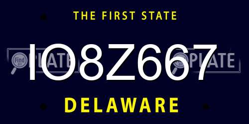 IO8Z667 Delaware License Plate