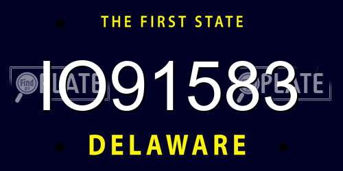 IO91583 Delaware License Plate