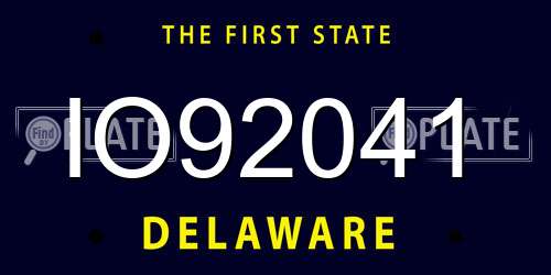 IO92041 Delaware License Plate