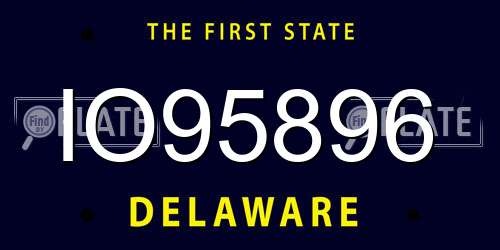 IO95896 Delaware License Plate