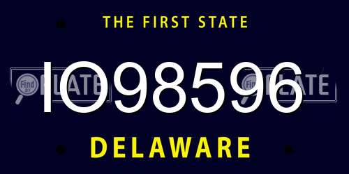 IO98596 Delaware License Plate