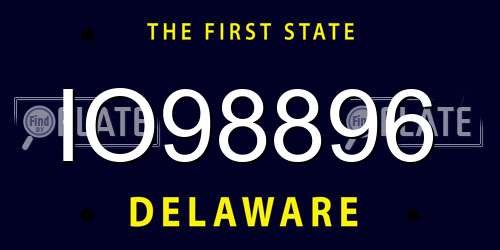 IO98896 Delaware License Plate