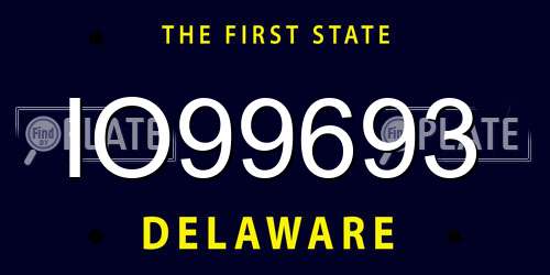 IO99693 Delaware License Plate