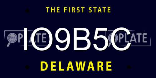 IO9B5C Delaware License Plate