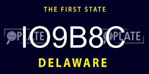 IO9B8C Delaware License Plate
