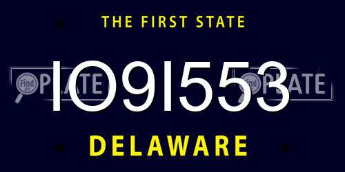 IO9I553 Delaware License Plate