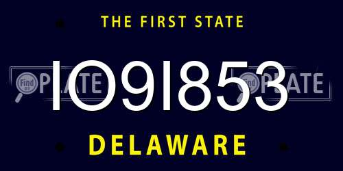 IO9I853 Delaware License Plate