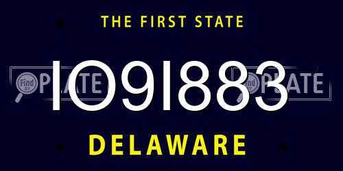IO9I883 Delaware License Plate