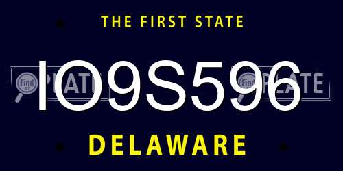 IO9S596 Delaware License Plate