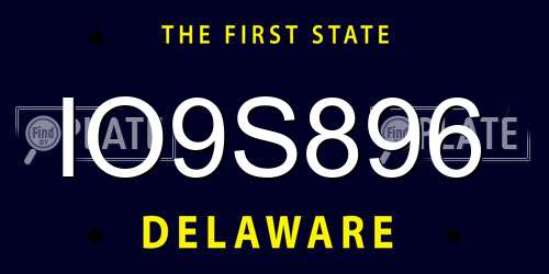 IO9S896 Delaware License Plate