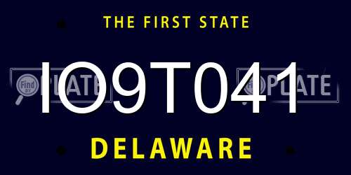 IO9T041 Delaware License Plate