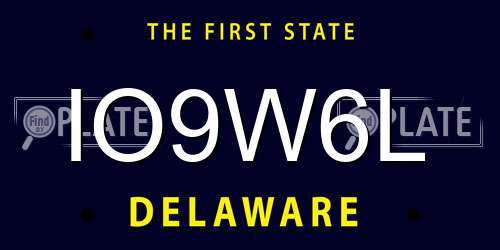 IO9W6L Delaware License Plate