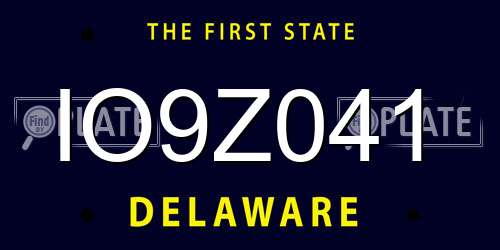 IO9Z041 Delaware License Plate