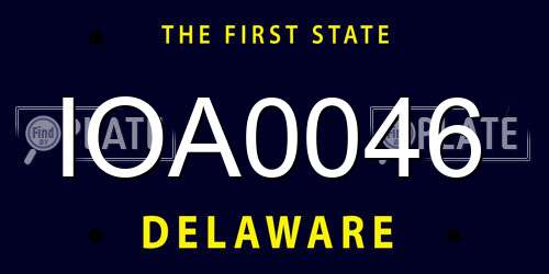 IOA0046 Delaware License Plate