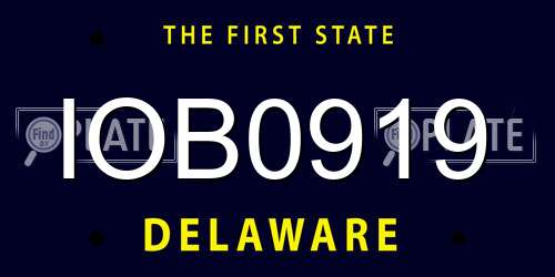 IOB0919 Delaware License Plate