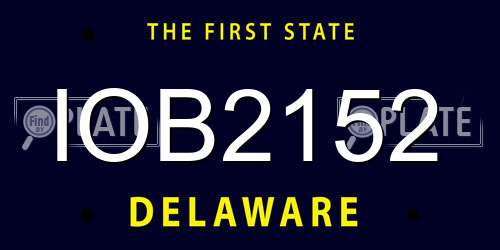 IOB2152 Delaware License Plate