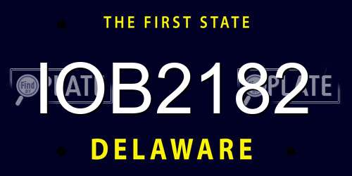 IOB2182 Delaware License Plate
