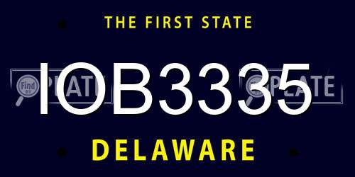 IOB3335 Delaware License Plate