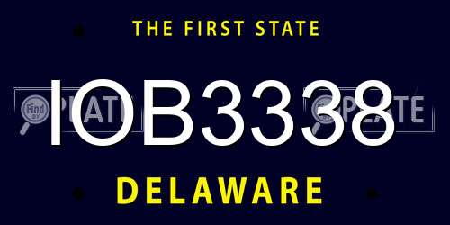 IOB3338 Delaware License Plate