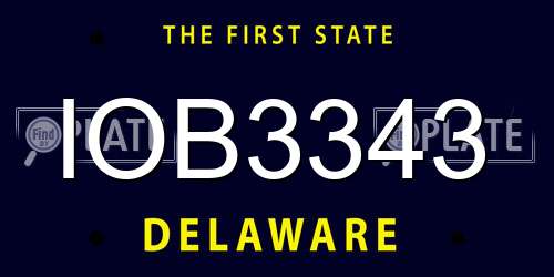 IOB3343 Delaware License Plate