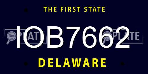 IOB7662 Delaware License Plate