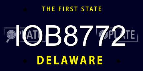 IOB8772 Delaware License Plate