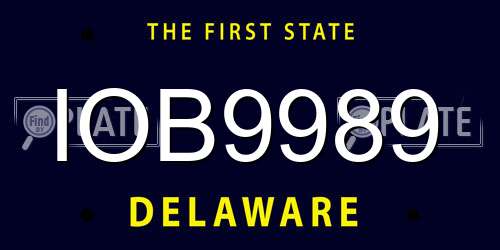 IOB9989 Delaware License Plate