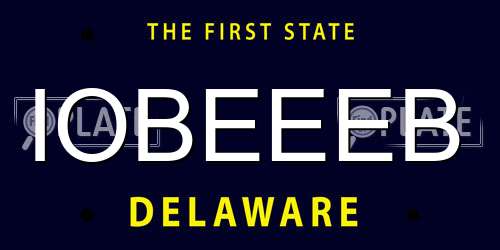 IOBEEEB Delaware License Plate