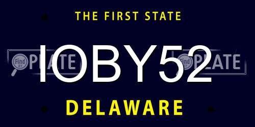 IOBY52 Delaware License Plate