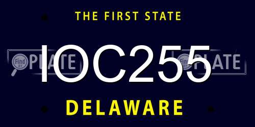IOC255 Delaware License Plate