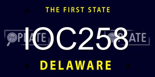 IOC258 Delaware License Plate