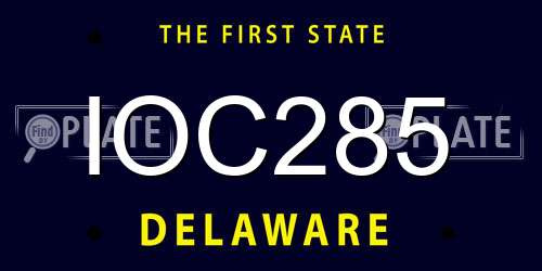 IOC285 Delaware License Plate