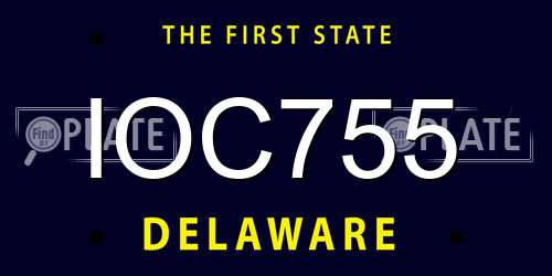 IOC755 Delaware License Plate