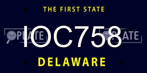 IOC758 Delaware License Plate
