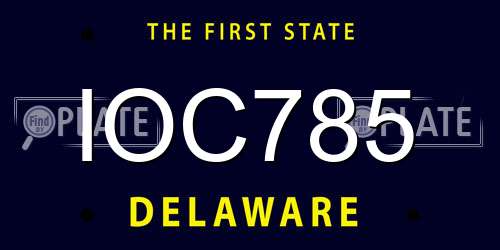 IOC785 Delaware License Plate