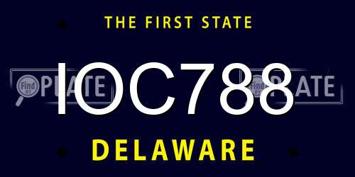IOC788 Delaware License Plate