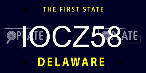 IOCZ58 Delaware License Plate
