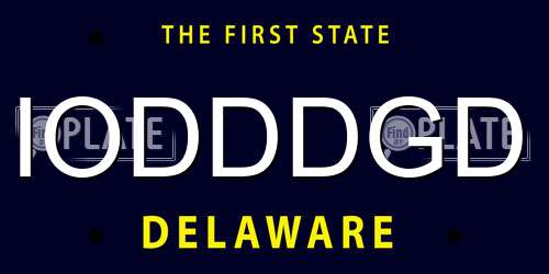 IODDDGD Delaware License Plate