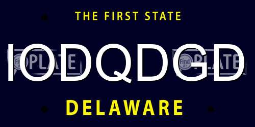 IODQDGD Delaware License Plate