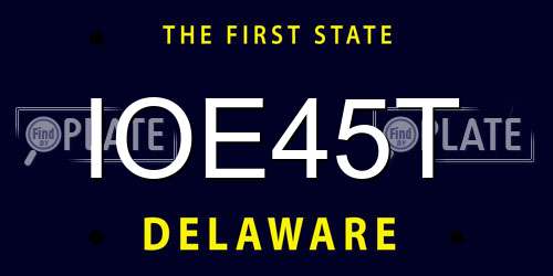 IOE45T Delaware License Plate