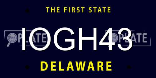 IOGH43 Delaware License Plate